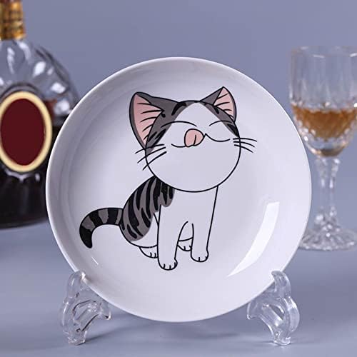 Set of 5 Ceramic Plates with Cute Cat Design, 7.28 inch Large Dessert Salad Porcelain Dinner Plates, Ceramic Dessert Dishes for Steak, Pasta, Pizza, Appetizer ( Dishwasher & Microwave Safe Dinnerware) - Image 5