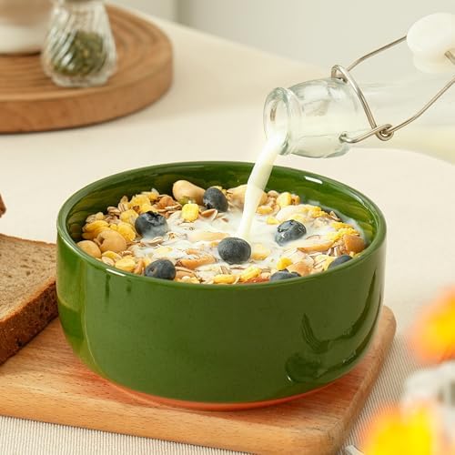 Stoneware Cereal & Soup Bowls, Set of 4, 6-Inch, Green - Image 3
