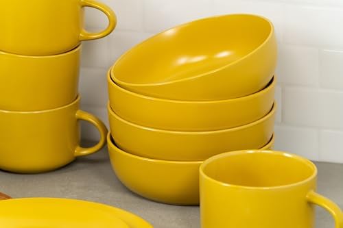 10 Strawberry Street Wazee Matte Coupe Dinnerware, Bowl, Yellow, Set of 6 - Image 5