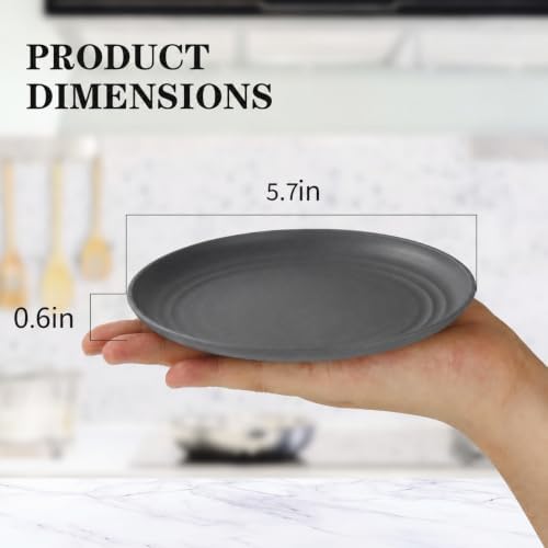 5.7in Wheat Straw Plates Sets of 8, Dessert Plates - BlackBeige - Image 2