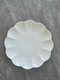 White Ceramic Salad Plates Set of 4, 8 Inch Flower Shaped Appetizer Plates, Embossed Small Plates for Salad,Cake,Snacks,Fruit,Tea Party, Microwave Oven Dishwasher Safe (WHITE, 8 IN) by SHIDACHENG