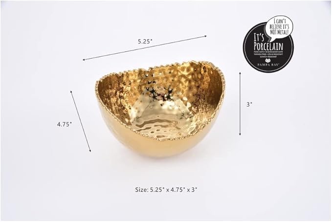 Pampa Bay Small Oval Bowl, 5.25-inch Length, Gold