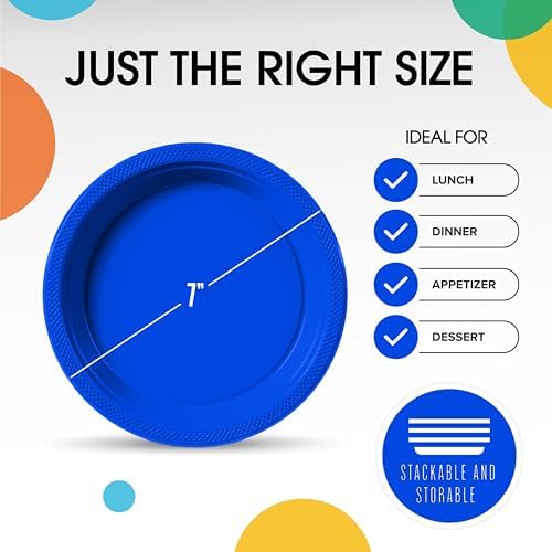 Exquisite Party Solids Sturdy Black Plastic Plates 7" Cake Plates 50 Pcs - Image 3