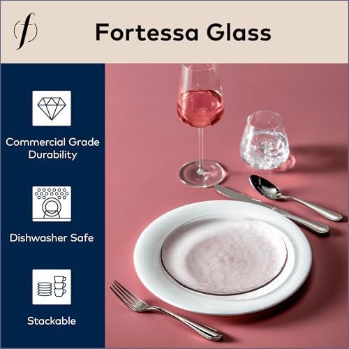 FORTESSA Los Cabos Tableware, 16-Piece Glass Dinnerware Set with 4 Dinner Plates, 4 Salad Plates, 4 Coupe Bowls and 4 Cereal Bowls, Dishwasher-Safe Glass Plate Set, Pink - Image 2