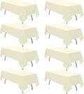 8 Pack Beige Tablecloth 60 x 102 Inch Rectangular Table Cloth for 6 Foot Rectangle Tables, Wrinkle Resistant Washable Polyester Fabric Table Covers for Wedding Party Banquet Buffet and Camping
