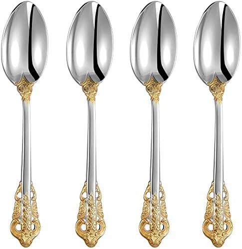 KEAWELL Luxury 4-Piece 18/10 Stainless Steel Dinner Spoon Set (Gold Accent) by KEAWELL