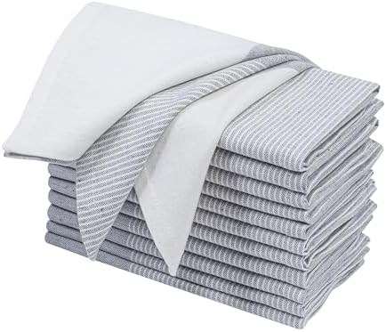 Grey Cotton Cloth Napkins Set of 12, 18x18 Inch by Palisa