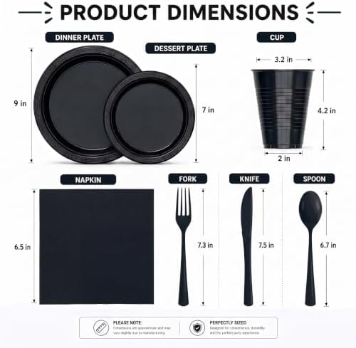 Exquisite 350 Pcs Black Plates and Napkins Party Supplies Plate Sets - Image 3