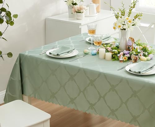 Newbridge Holiday Ribbons Bows Sage Green 60 x 144 Rectangle Tablecloth - Image 6