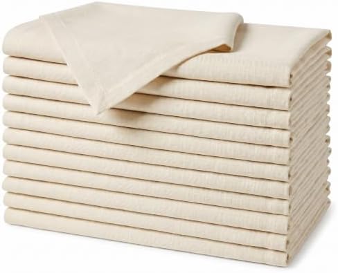 EHouseHome Waterproof Faux Linen Dinner Napkins, Set of 12, 17 x 17, Nature by EHouseHome