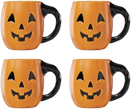 Lenox Halloween Figural Pumpkin Porcelain Mug Set for 4, 20oz by Lenox