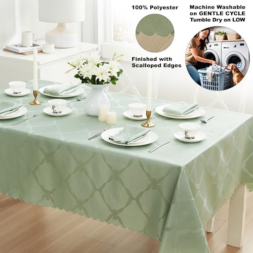 Newbridge Holiday Ribbons Bows Sage Green 52 x 70 Rectangle Tablecloth - Image 4