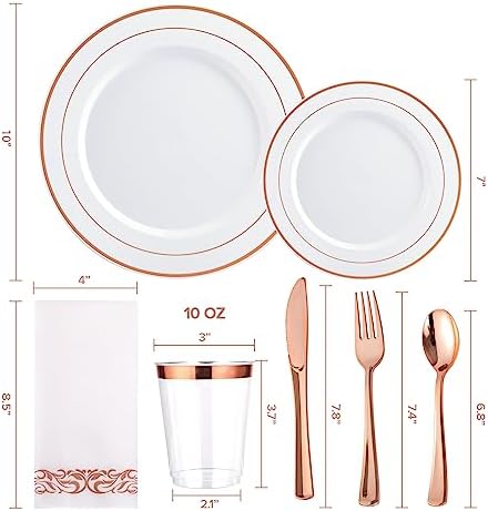 FOCUSLINE 175 Pieces Rose Gold Dinnerware Set for 25 Guests - Image 2
