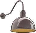 Steel Lighting Co. Hollywood Bowl Light | Outdoor Wall Mounted | 15 inch Bowl Dome | 23" Gooseneck | Barn Light Made in America | Dark Bronze Exterior/Brass Interior