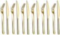 Gold Steak Knives Set 12 Piece, Premium Stainless Steel 6 Dinner Forks and 6 Dinner Knives Set, Steak Knives Steak Forks for 6 Person, Dishwasher Safe (Shiny Gold) by HOMQUEN
