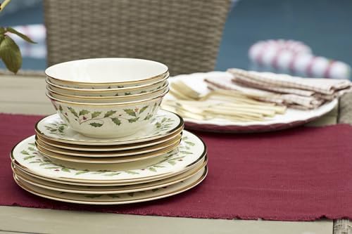 Lenox Holiday Christmas Porcelain Dinnerware Plate and Bowl Set, 12-Piece - Image 5