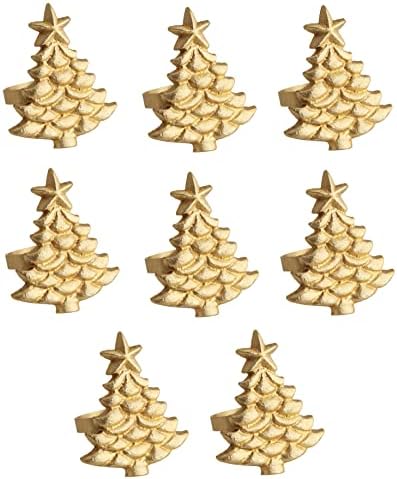 COTTON CRAFT Christmas Tree Napkin Rings - 8 Pack Gold Metal Napkin Rings by COTTONCRAFT