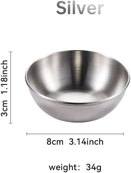12 Pack Stainless Steel Sauce Dishes, Silver Mini Saucers Bowl Round Seasoning Dishes Sushi Dipping Bowl Appetizer Plates, 3.15inch