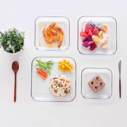 7 Inch Square Tempered Glass Dessert Plates, Small Mini Appetizer, Fruit, Salad and Cake Plates, Set of 3 - Image 7