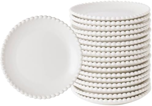 6 Inch Porcelain Dessert Plates, Round Mini Dinnerware Set of 18 by TAMAYKIM