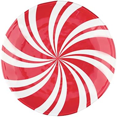 UP Swirl Peppermint Candy Melamine Round Dessert Plates, Small Serving Plates, Christmas Decorations, for Appetizer, Snacks, and Side Dishes, Red and White, 6 Inch, Set of 4 - Image 3