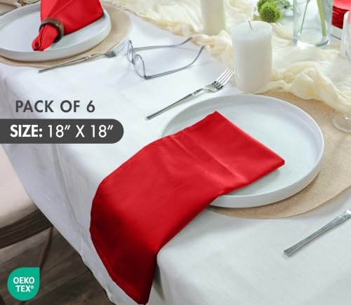 Ruvanti Cloth Napkins Set of 6, Cotton Enrich 18”x18” - Red - Image 6