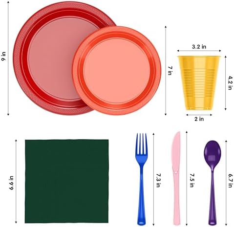 Exquisite 350 Pcs Rainbow Plates and Napkins Party Supplies Plate Sets - Image 2