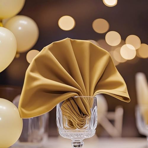 FOLINS&HOME Gold Cloth Napkins Set of 8, Decorative 20x20 Inch Napkins - Image 2