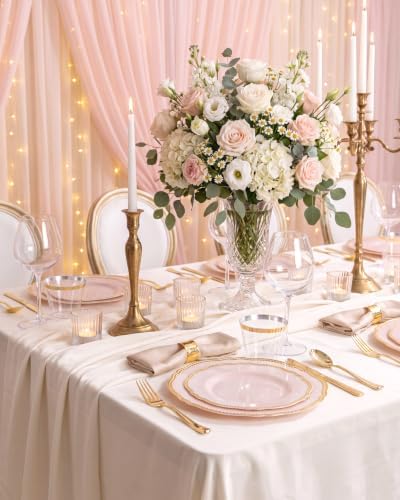 Hioasis 350 Pcs Pink and Gold Plastic Plates for Wedding & Party - Image 6
