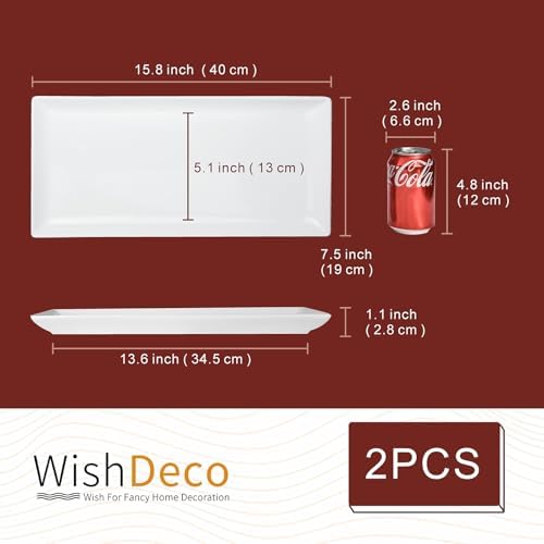 WishDeco Large Serving Platter Set of 2, Long Ceramic Serving Tray 16 Inch - Image 3