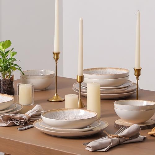 DOMICREVERY 24 pcs Ceramic dinnerware Set for 6, Bloom - Image 6