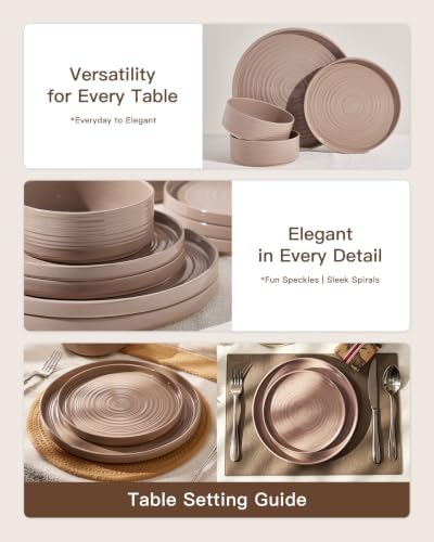 Stoneware Dinnerware Sets, Plates, Bowls, Dishes Set for 4 - Image 4