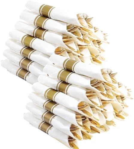 400PCS Gold Wrapped Silverware Disposable Fancy for Parties Weddings by Joyido