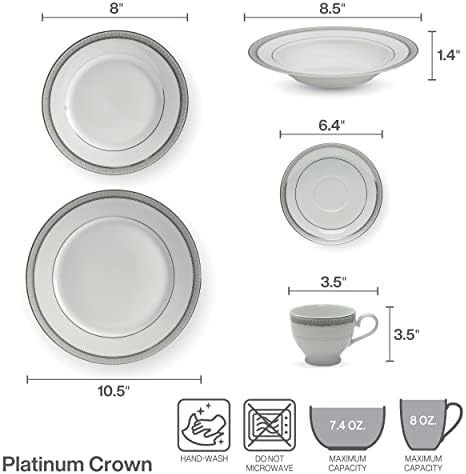 Mikasa Platinum Crown 40-Piece Dinnerware Set, Service for 8 - Image 2