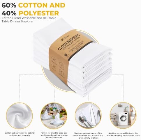 Utopia Kitchen Cotton Blend White Cloth Napkins [24 Pack, 18x18 Inch] - Image 4