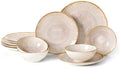 DOMICREVERY Ceramic Dinnerware Sets for 4, 12 pcs Plates and Bowls Sets by Unknown