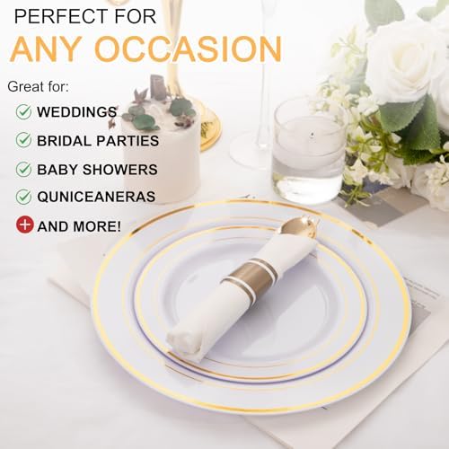 400PCS Pre Rolled Gold Plastic Silverware Sets - Image 5