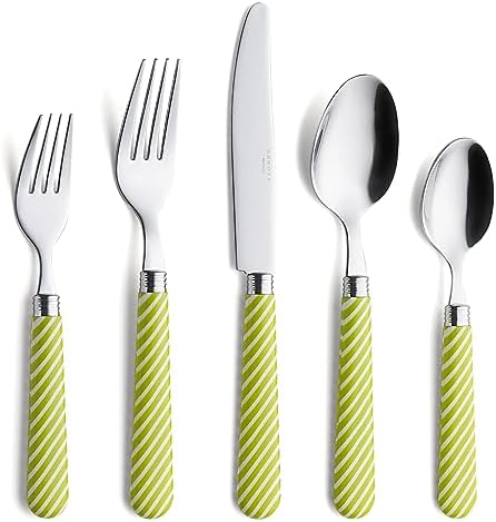 ANNOVA Silverware Set Stainless Steel Colorful Tableware Kitchen Flatware Set Utensils, Includes Dinner Knives, Forks, Spoons, Salad Forks & Dessert Spoons (Light Green, 20 Pieces) by LivingNecessities