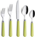 ANNOVA Silverware Set Stainless Steel Colorful Tableware Kitchen Flatware Set Utensils, Includes Dinner Knives, Forks, Spoons, Salad Forks & Dessert Spoons (Light Green, 20 Pieces) by LivingNecessities