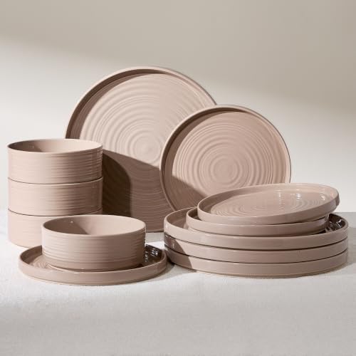 Stoneware Dinnerware Sets, Plates, Bowls, Dishes Set for 4 by FamiwarePremium