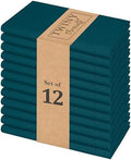 TWINY threads 12 Pack 100% Cotton Cloth Napkins, 18" x 18", Teal Green by TWINYThreads