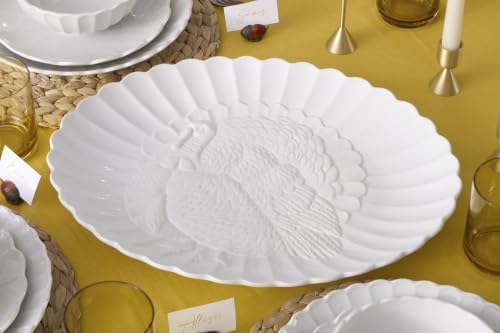 Lenox French Perle White 18in Large Serving Platter Carved Turkey Stoneware - Image 3