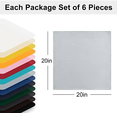 Hiasan Cloth Napkins Set of 6, 20 x 20 Inch, Silver Grey - Image 5