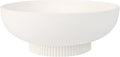 Large Resin Pedestal Decorative Bowl - Modern Handicraft Bowls for Home Decor - Fruit Bowl for Kitchen Counter - Key Bowl for Entryway Table,Artificial Stone White