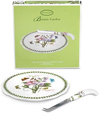 Portmeirion Botanic Garden 9-Inch Cheese Plate & 8-Inch Pronged Knife, Sweet Pea Motif - Durable Porcelain Tableware & Stainless Steel Flatware, Dishwasher Safe - Farmhouse Dinnerware Made in England - Image 3