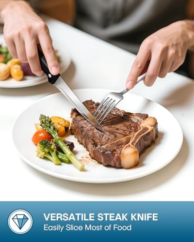 Stapava 36-Piece Silverware Set with Steak Knives, Food-Grade Stainless Steel Flatware Set for 6 Mirror Polished Cutlery Utensil Sets Include Dinner Knives Spoons and Forks Set Dishwasher Safe - Image 3