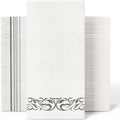 100 Silver and White Disposable Hand Towels, Paper Guest Towels for Parties by JOLLYCHEF