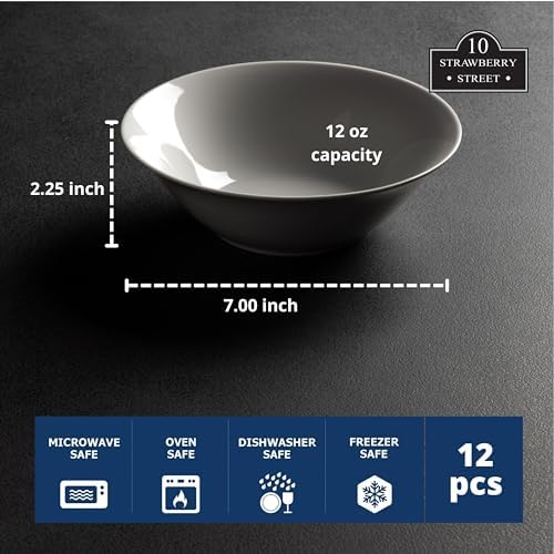 10 Strawberry Street 7" Catering Round Cereal Bowl, Set of 12 White - Image 3