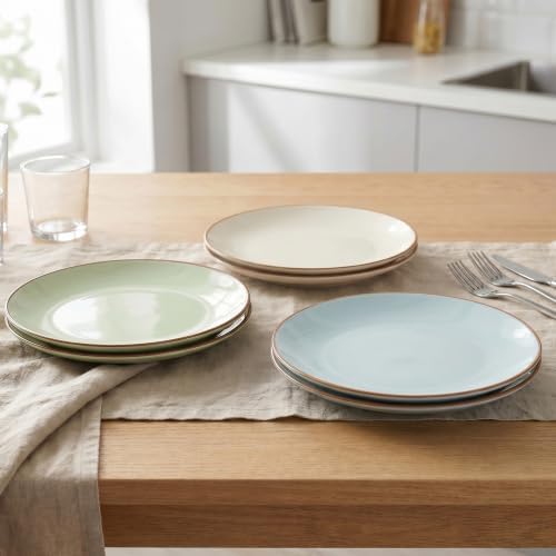 Dinner Plates Set of 6, 10 Inch Scratch Resistant Ceramic Plates, Pasta Plate, Salad Plate, for Main Course, Dishwasher and Microwave Safe, Cold Multicolor - Image 3