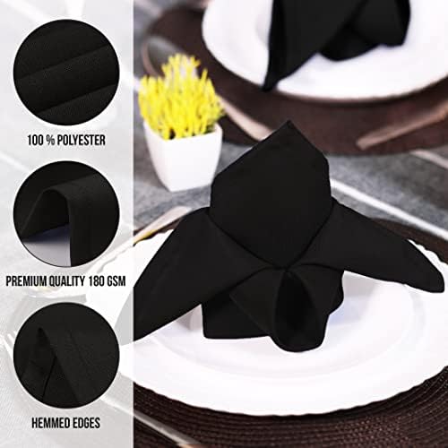 Bulk 144-Pack Cloth Napkins, 20"x20", Wrinkle Resistant, Sturdy, Black - Image 6